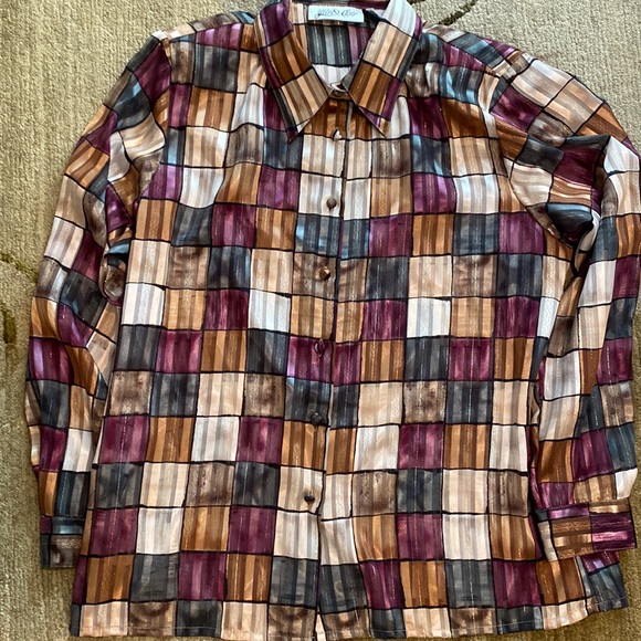 Yves St. Clair Tops - ~Yves St. Clair~ Vintage Button Polyester Shirt